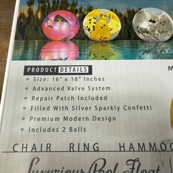 POZA Silver Confetti Beach Balls Set of 2 BRAND NEW Summer Swimming Pool Fun - Picture 4 of 5